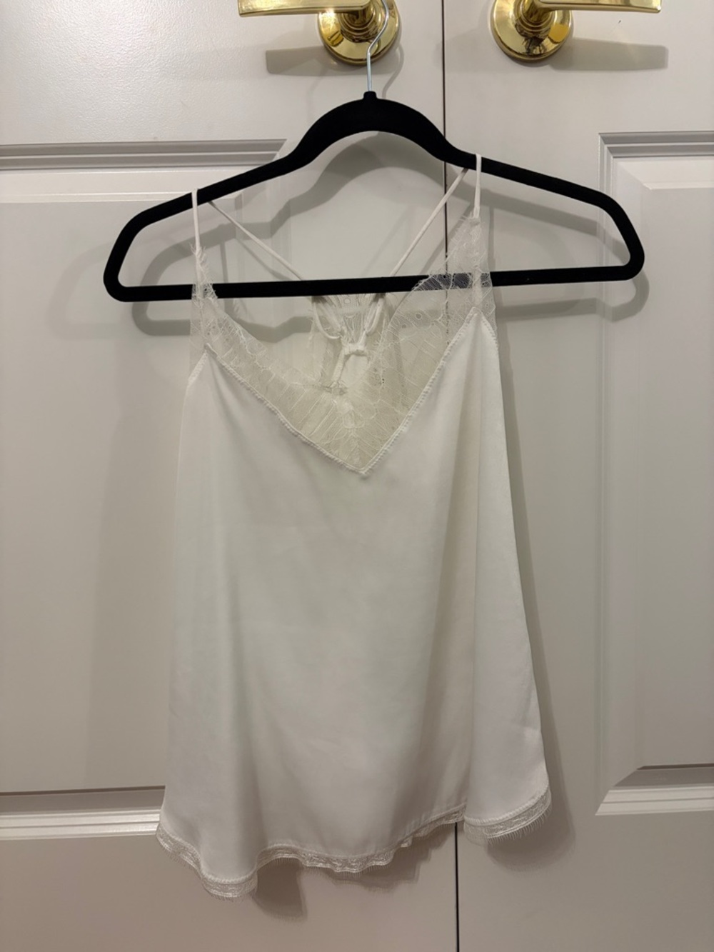 Storia Ivory Lace-Trim Satin Camisole
